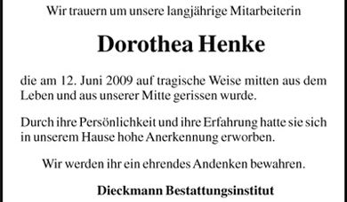Verstorbene Dorothea Henke